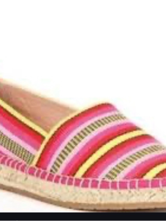 Chelsea & Violet Shoes - Chelsea & Violet Mimi Pink and Yellow Striped Canvas Espadrilles Size 9